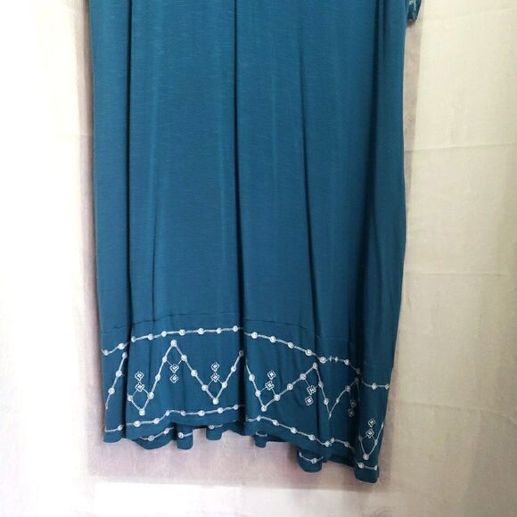 Lane Bryant Blue White Embroidery Stretchy Soft Dress Pockets Women's Size 14/16 - Picture 3 of 10